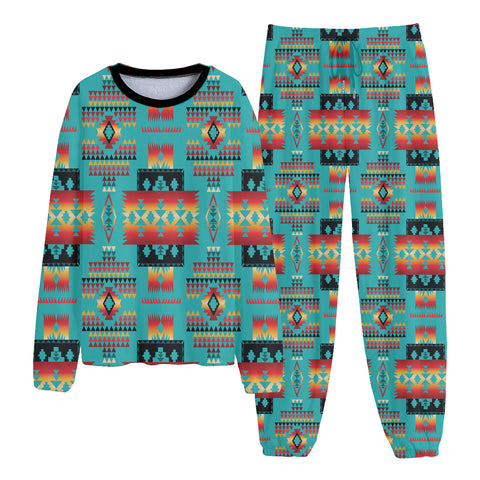 GB-NAT00046-01 Pattern Native American Unisex Thicken Pajama Suit