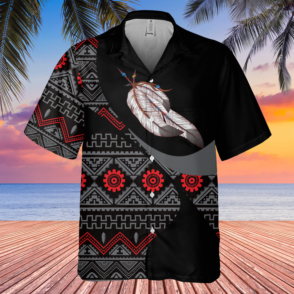 Powwow StoreGBHW001028 Tribe Design Native American Hawaiian Shirt 3D