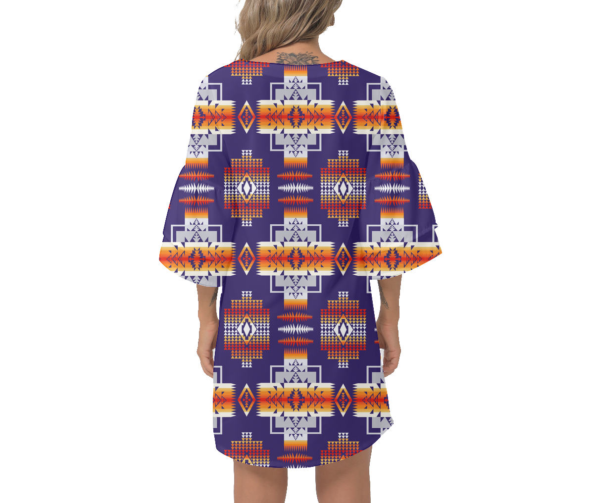 Powwow Storegb nat0004 native design print womens v neck dresss