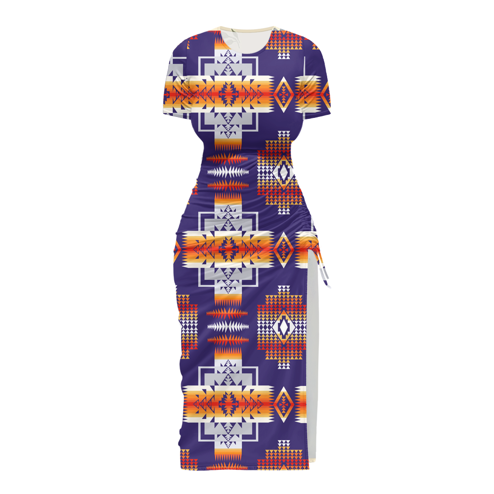 Powwow StoreGBNAT0004 Pattern Native Women's Slit Sheath Dress