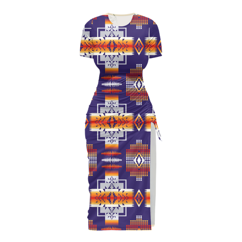 Powwow StoreGBNAT0004 Pattern Native Women's Slit Sheath Dress