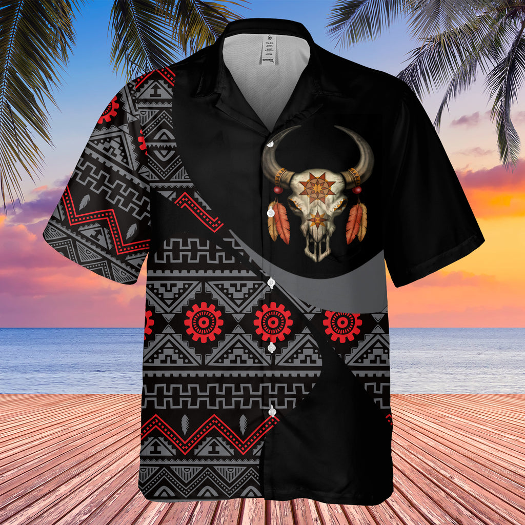 Powwow StoreGBHW001031 Tribe Design Native American Hawaiian Shirt 3D