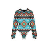 Powwow StoreGBNAT00319 Tribes Pattern Women's Raglan Sleeve Hooded Bodysuit