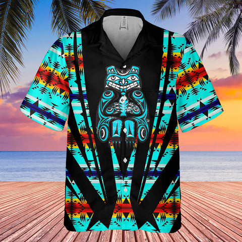 Powwow StoreGBHW000436  Tribe Design Native American Hawaiian Shirt 3D