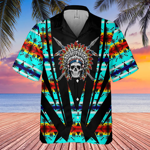 Powwow StoreGBHW000437  Tribe Design Native American Hawaiian Shirt 3D