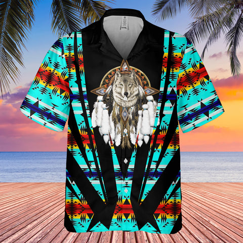 Powwow StoreGBHW000438  Tribe Design Native American Hawaiian Shirt 3D