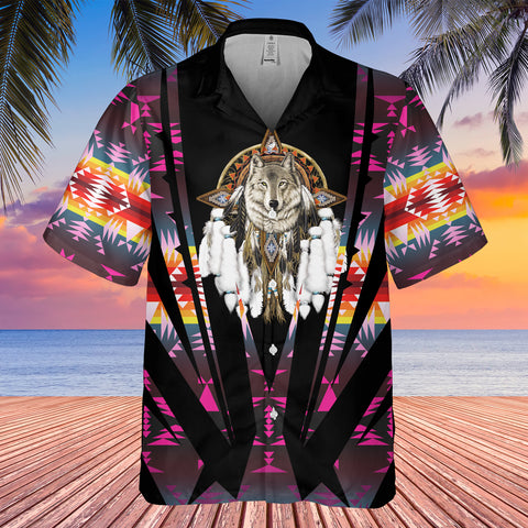 Powwow StoreGBHW000439  Tribe Design Native American Hawaiian Shirt 3D