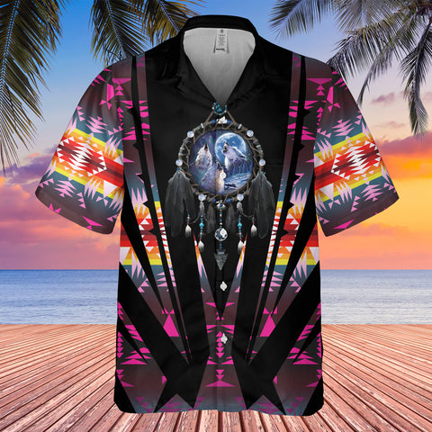 Powwow StoreGBHW000442 Tribe Design Native American Hawaiian Shirt 3D