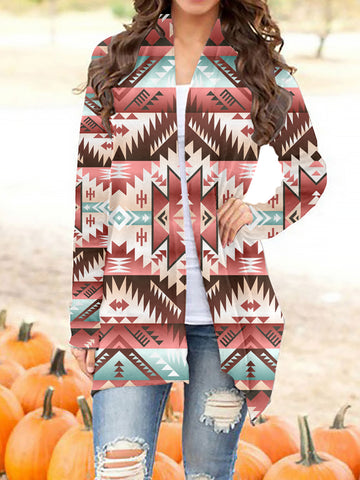 GB-NAT00540 Tribe Design Native Women's Cardigan With Long Sleeve