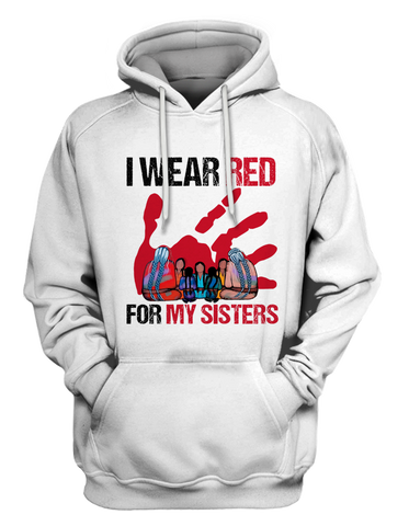 Powwow StoreHD000628 I Wear Red For My Sisters Native American Stop MMIW Red Hand No More Stolen Sisters  2D Hoodie