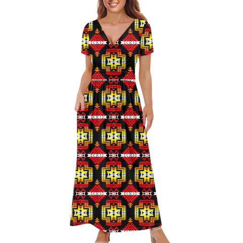 Powwow StoreGBNAT00656 Pattern Native Ladies Dress