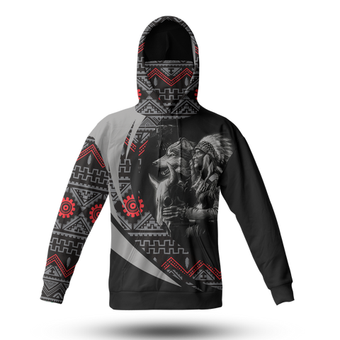 Powwow StoreHWM0041 Pattern Tribal Native 3D Hoodie With Mask