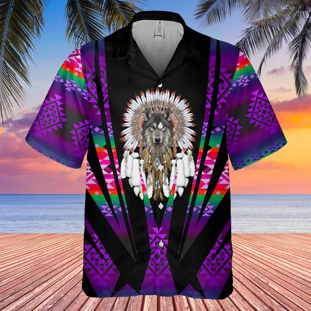 Powwow StoreGBHW000452 Tribe Design Native American Hawaiian Shirt 3D