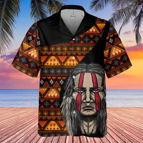 Powwow StoreGBHW000456  Tribe Design Native American Hawaiian Shirt 3D