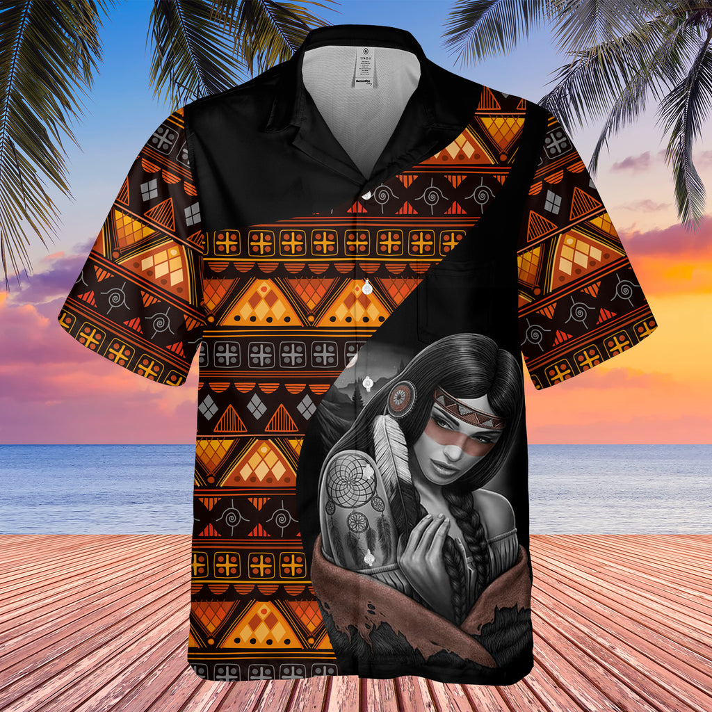 GB-HW000457  Tribe Design Native American Hawaiian Shirt 3D