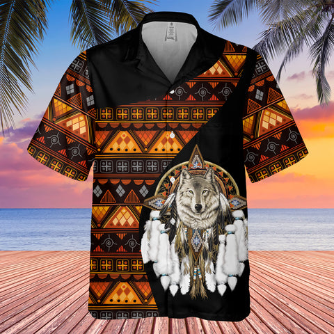 Powwow StoreGBHW000458  Tribe Design Native American Hawaiian Shirt 3D