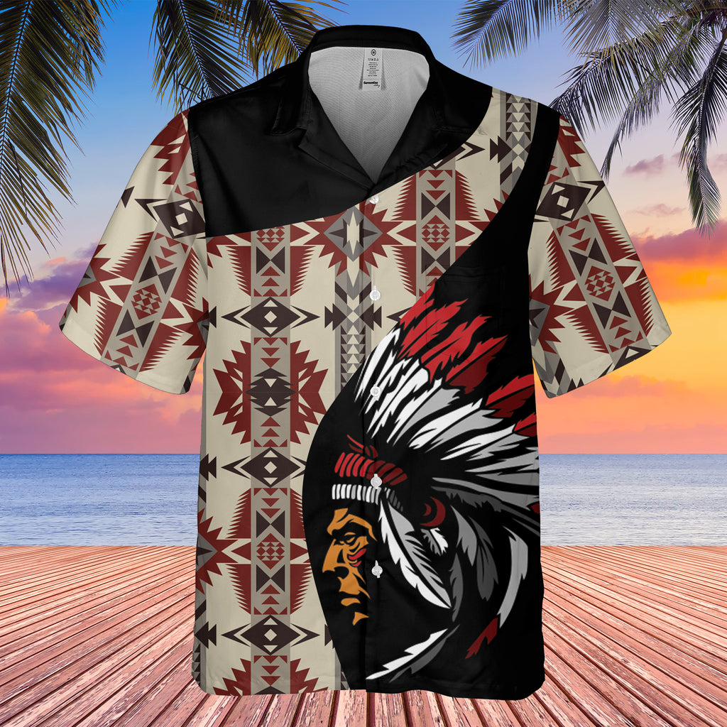 Powwow StoreGBHW000460 Tribe Design Native American Hawaiian Shirt 3D