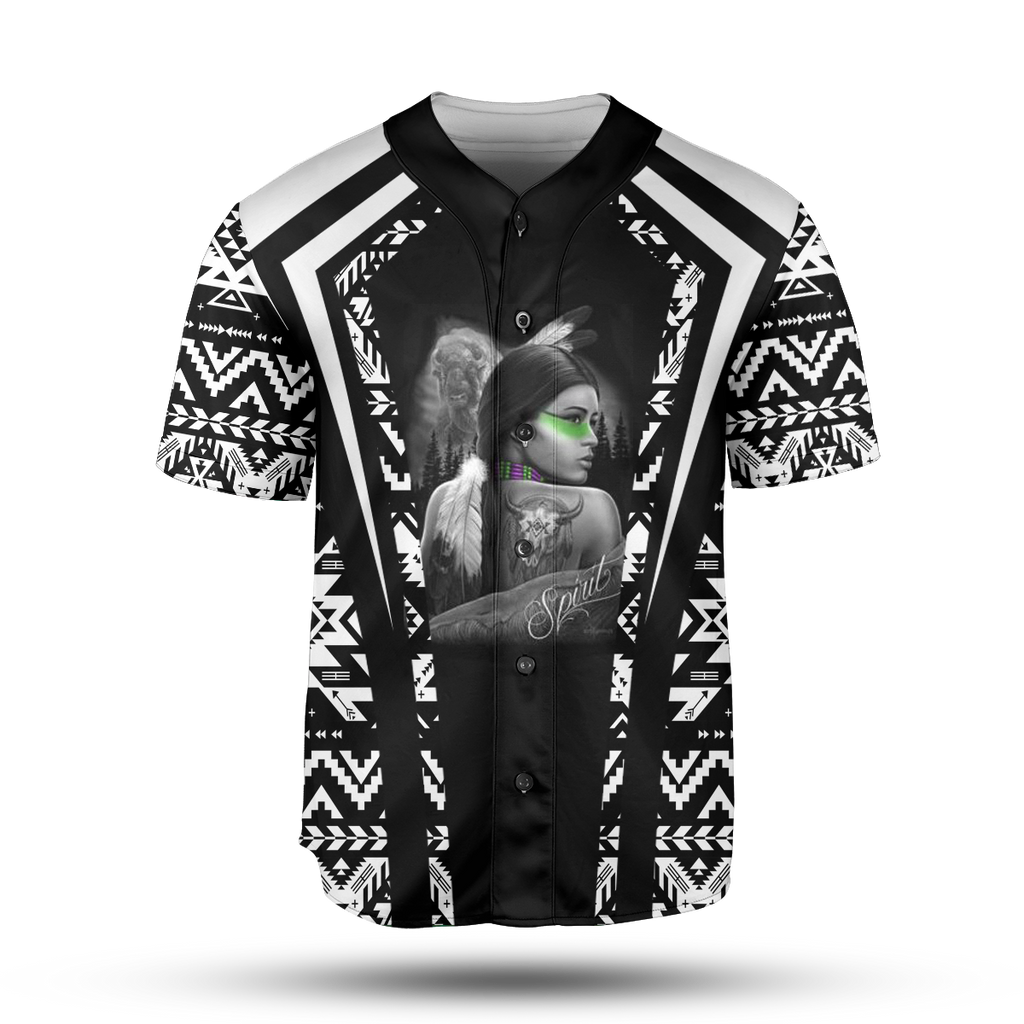 Powwow StoreBJ00031 Pattern Native Baseball Jersey