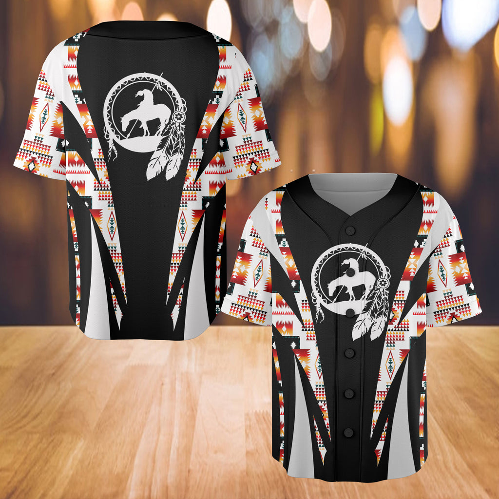 Powwow StoreBJ000160  Pattern Native Baseball Jersey