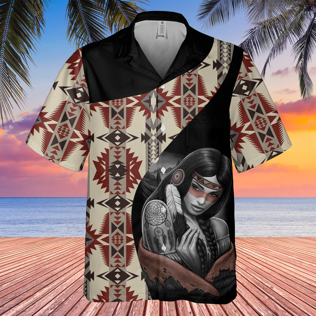 Powwow StoreGBHW000462 Tribe Design Native American Hawaiian Shirt 3D