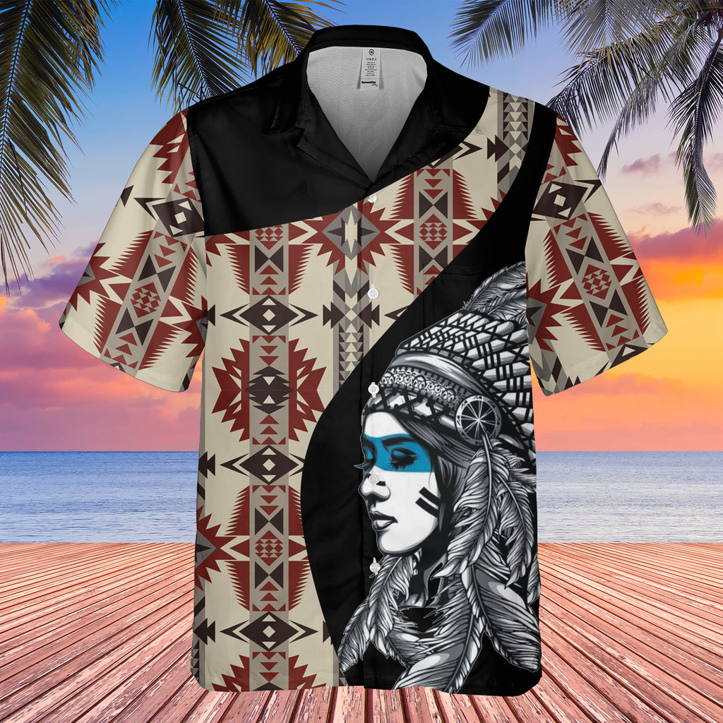 Powwow StoreGBHW000463 Tribe Design Native American Hawaiian Shirt 3D