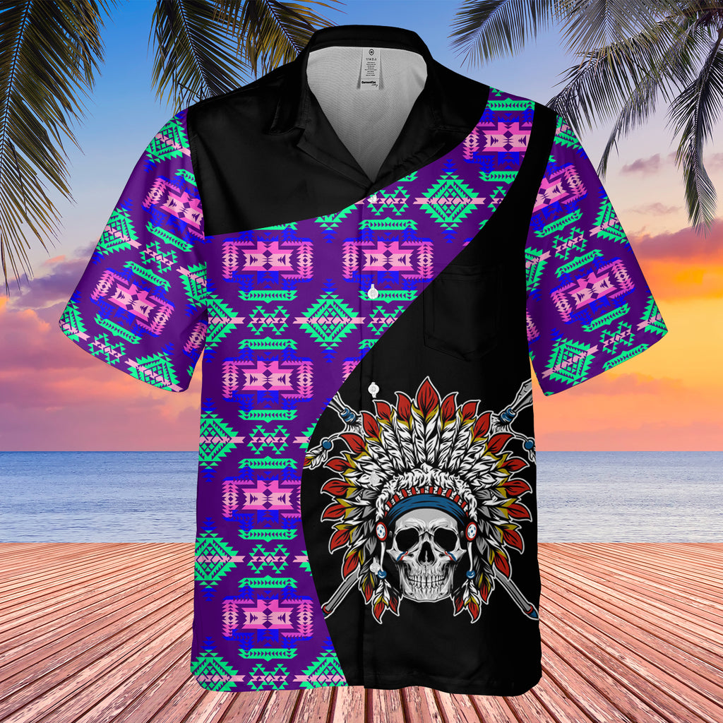 Powwow StoreGBHW000469 Tribe Design Native American Hawaiian Shirt 3D