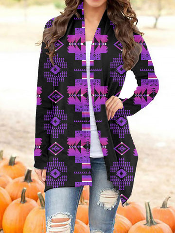 GB-NAT00720 Tribe Design Native Women's Cardigan With Long Sleeve