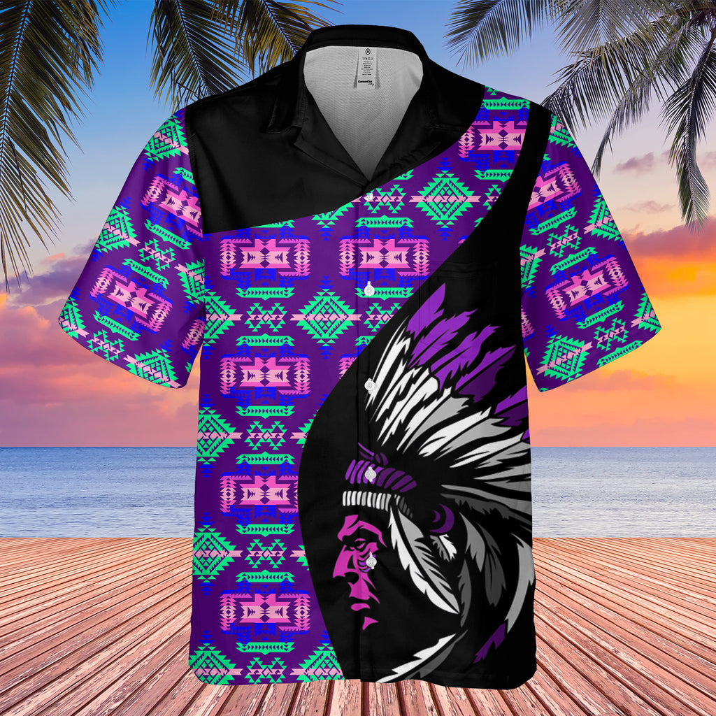 Powwow StoreGBHW000472 Tribe Design Native American Hawaiian Shirt 3D