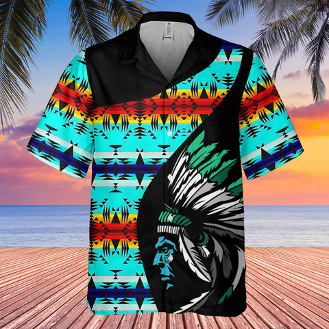 Powwow StoreGBHW000476 Tribe Design Native American Hawaiian Shirt 3D