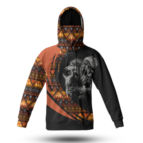 Powwow StoreHWM0044 Pattern Tribal Native 3D Hoodie With Mask