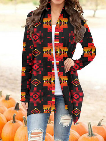 GB-NAT00720-03 Tribe Design Native Women's Cardigan With Long Sleeve