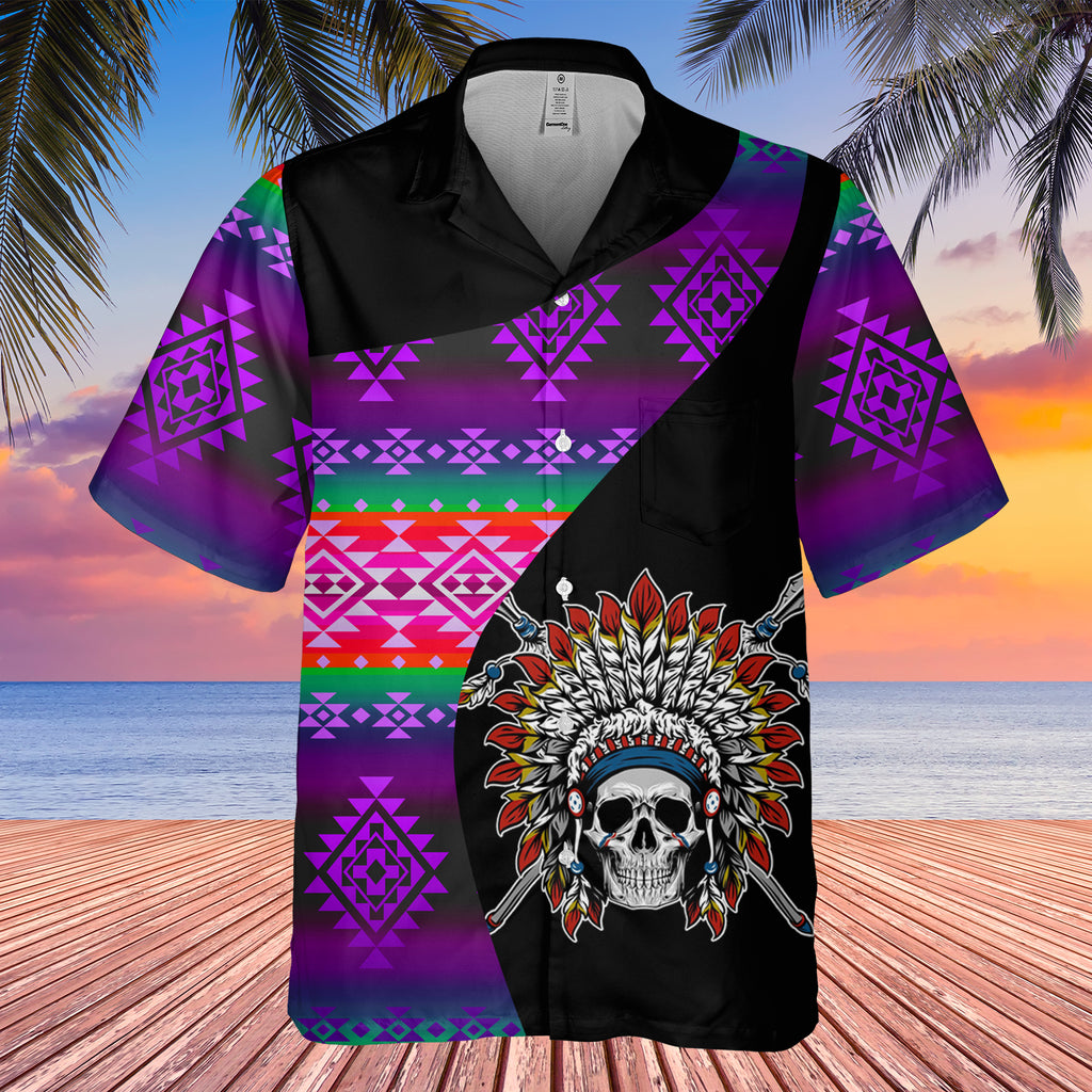 Powwow StoreGBHW000479 Tribe Design Native American Hawaiian Shirt 3D