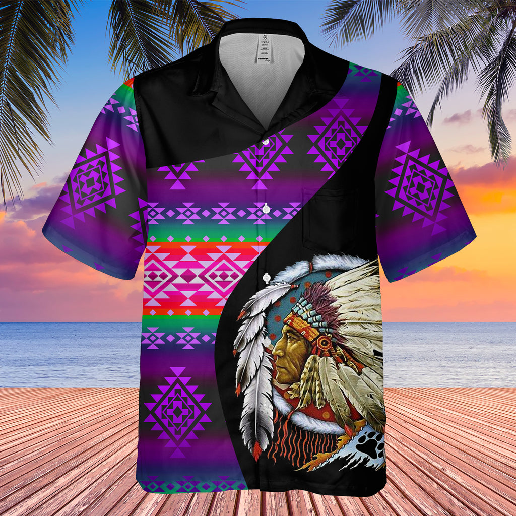 Powwow StoreGBHW000483 Tribe Design Native American Hawaiian Shirt 3D