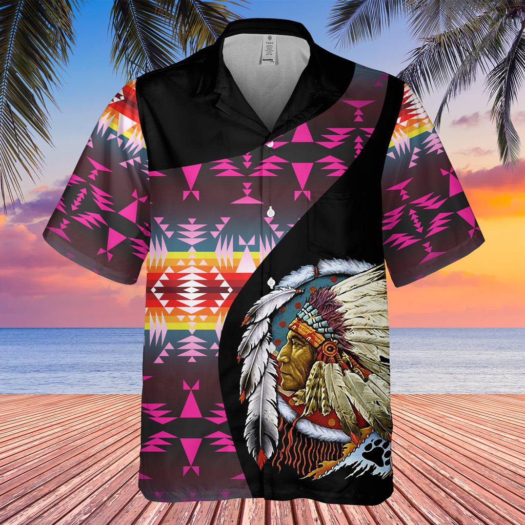 Powwow StoreGBHW000484 Tribe Design Native American Hawaiian Shirt 3D