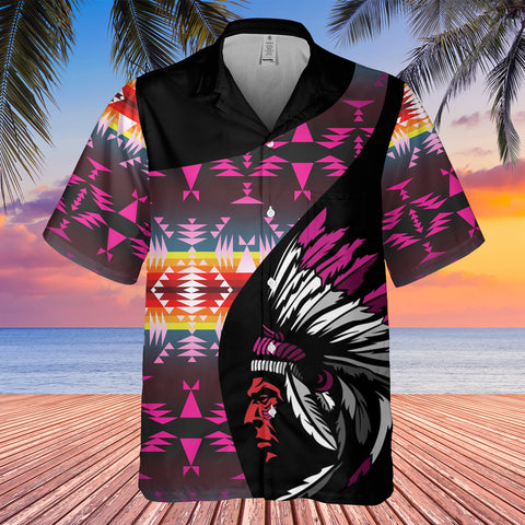 Powwow StoreGBHW000485 Tribe Design Native American Hawaiian Shirt 3D