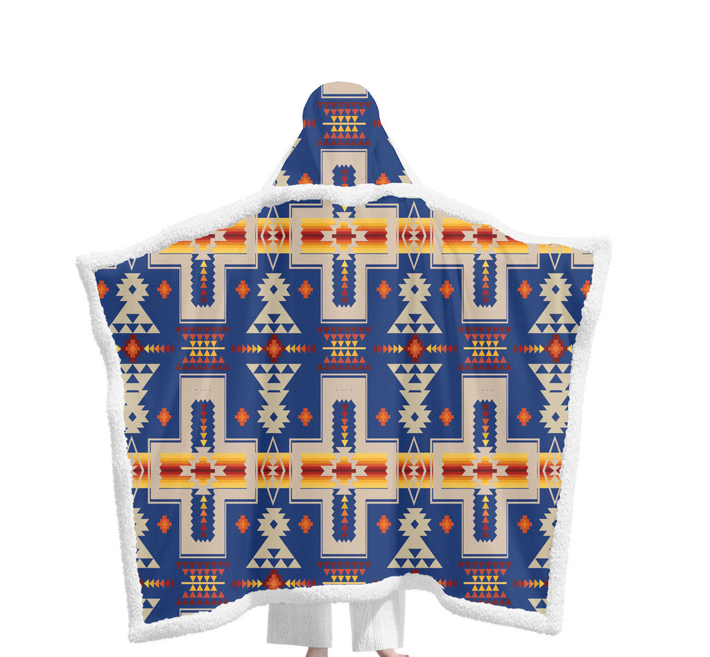 GB-NAT00062-04 Pattern Native Wearable Hooded Blanket
