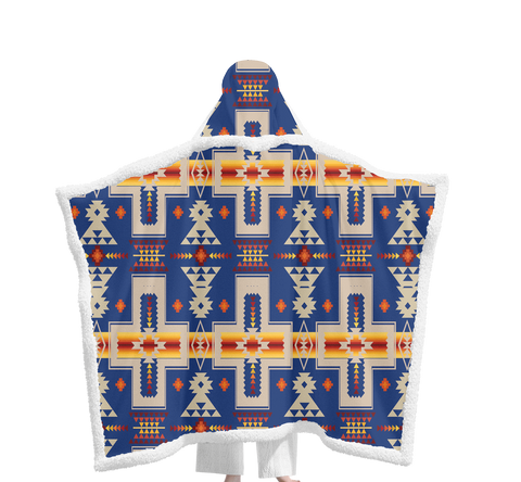 GB-NAT00062-04 Pattern Native Wearable Hooded Blanket
