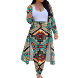 Powwow StoreGBNAT00016 Tribe Design Native American Cardigan Coat Long Pant Set