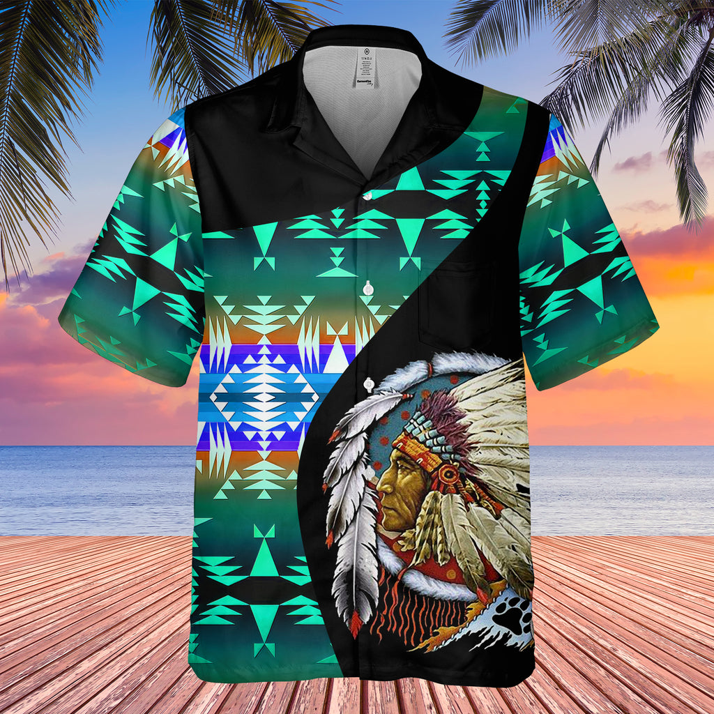 Powwow StoreGBHW000492 Tribe Design Native American Hawaiian Shirt 3D