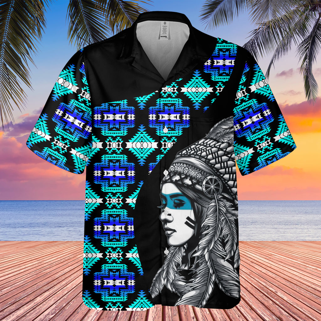 Powwow StoreGBHW000494 Tribe Design Native American Hawaiian Shirt 3D