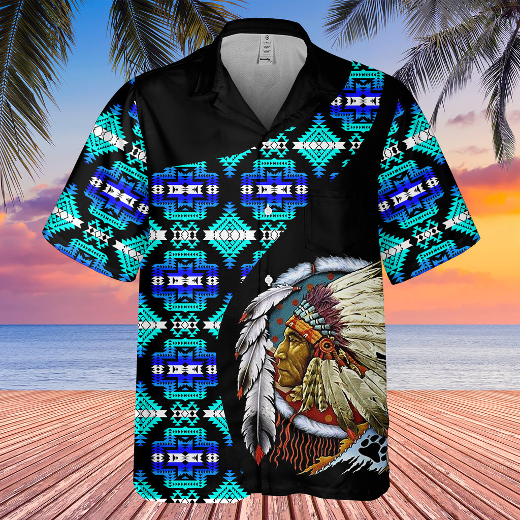 Powwow StoreGBHW000495 Tribe Design Native American Hawaiian Shirt 3D