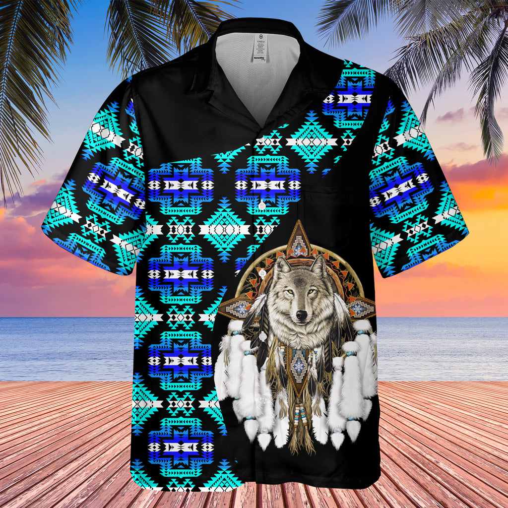 Powwow StoreGBHW000497 Tribe Design Native American Hawaiian Shirt 3D