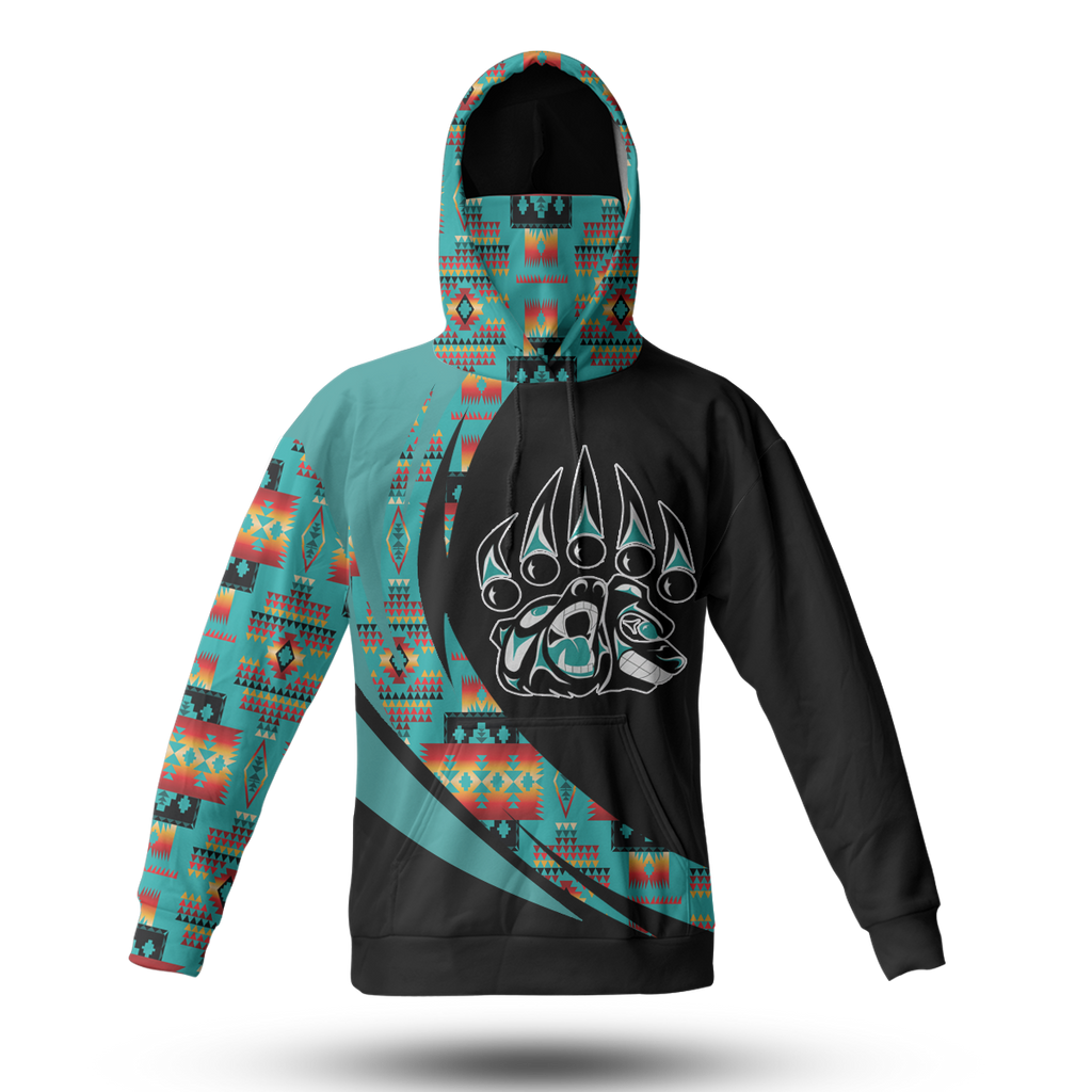 Powwow StoreHWM0046 Pattern Tribal Native 3D Hoodie With Mask