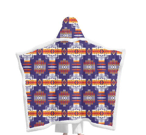 GB-NAT0004 Pattern Native Wearable Hooded Blanket