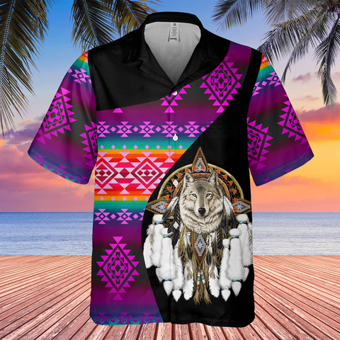 Powwow StoreGBHW000499 Tribe Design Native American Hawaiian Shirt 3D