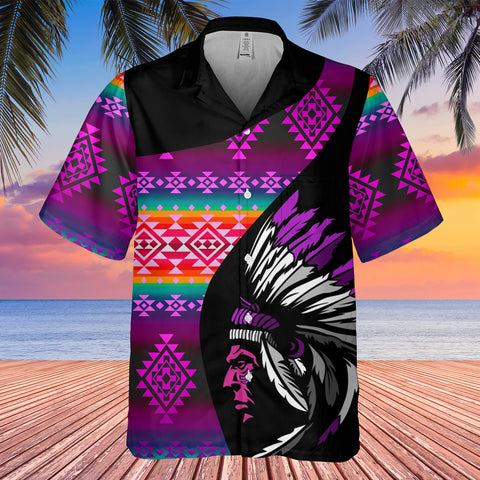 Powwow StoreGBHW000503 Tribe Design Native American Hawaiian Shirt 3D