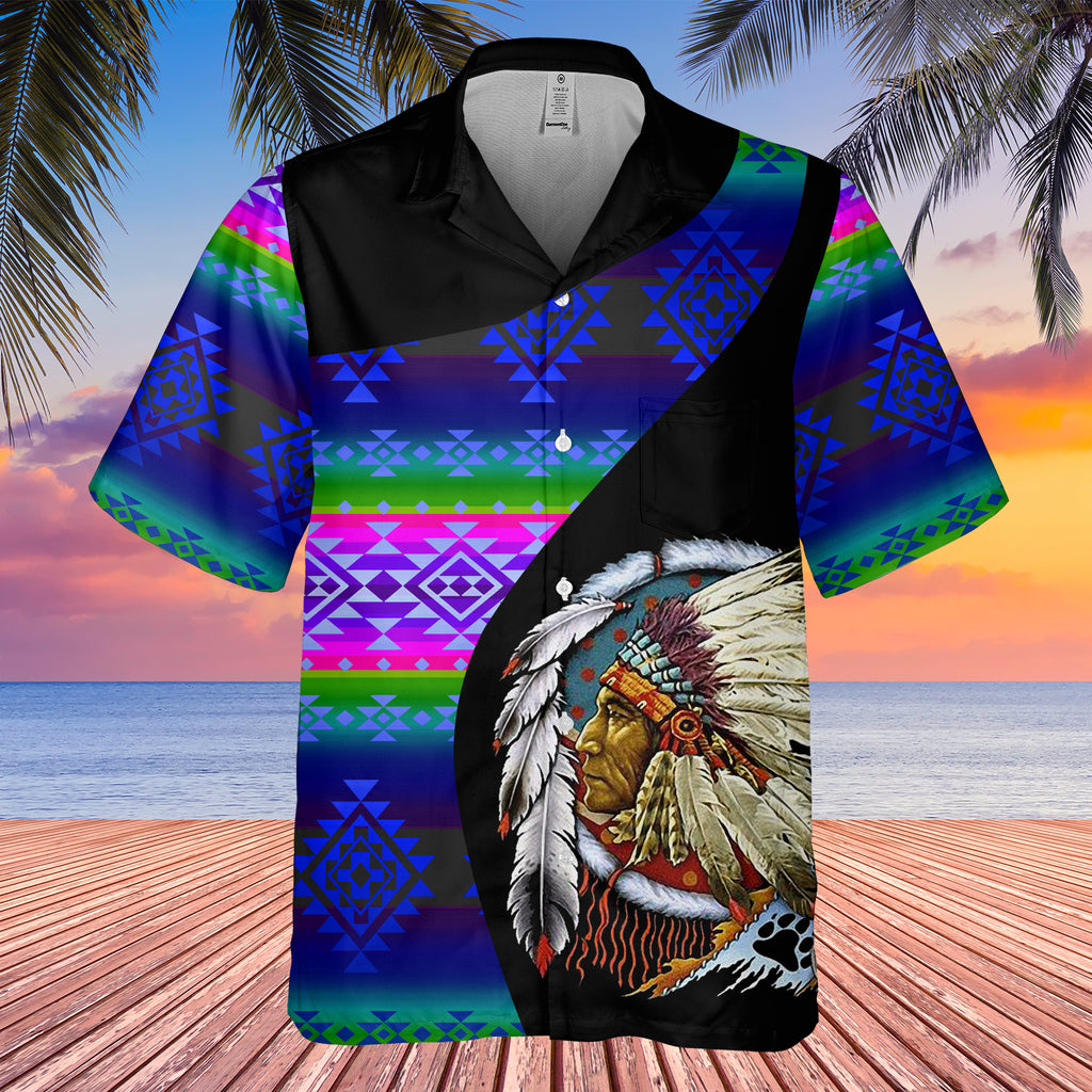 Powwow StoreGBHW000501 Tribe Design Native American Hawaiian Shirt 3D