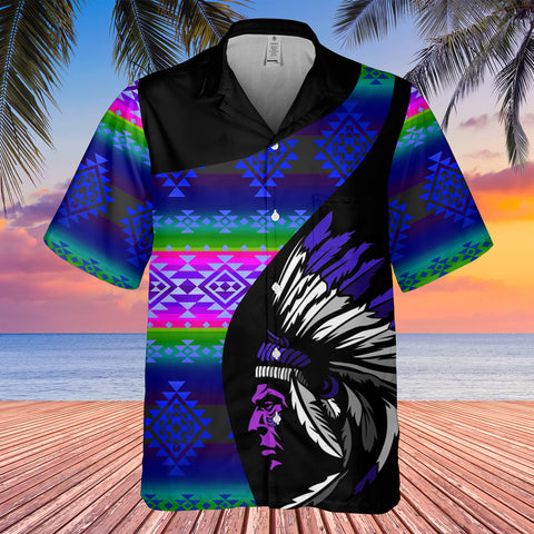 Powwow StoreGBHW000504 Tribe Design Native American Hawaiian Shirt 3D