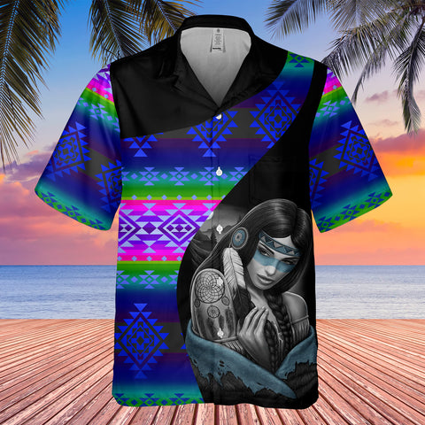 Powwow StoreGBHW000505 Tribe Design Native American Hawaiian Shirt 3D