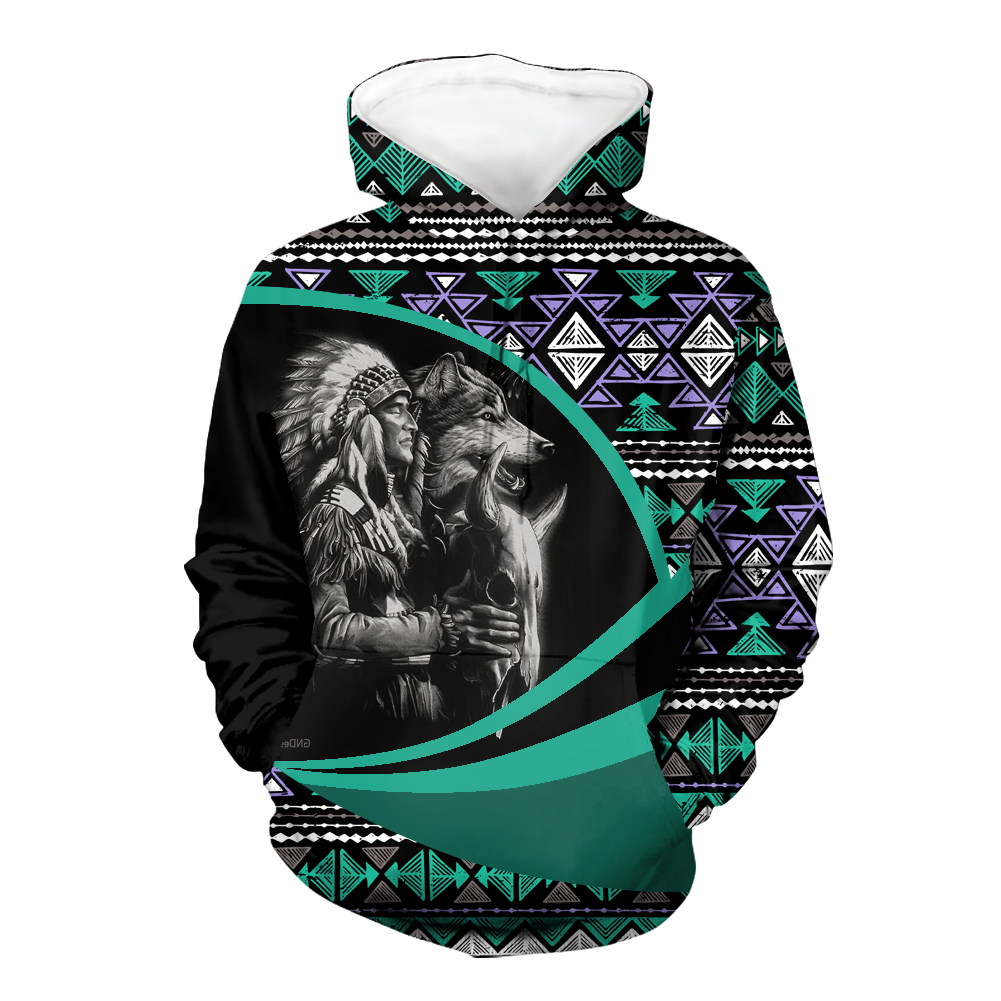 Powwow StoreHD0011500 Pattern Native Pride 3D Hoodie